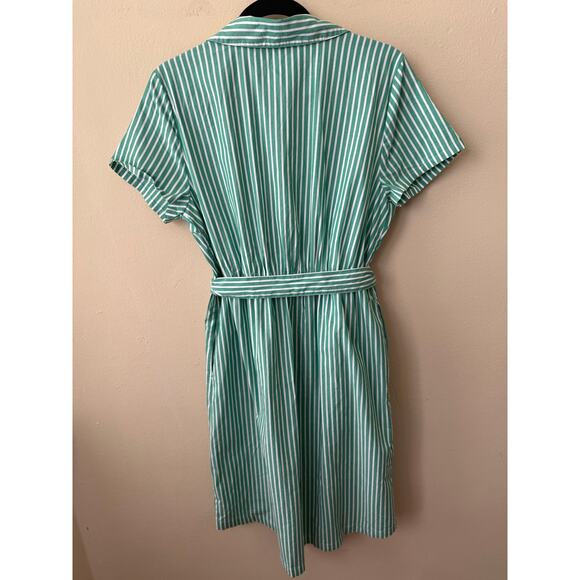 J. Crew Green & White Striped Dress Size 12P - Picture 4 of 11